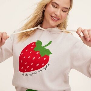 kate spade Cream Hoodie with Red & Green Strawberry Graphic